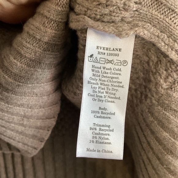 EVERLANE Stoopwaffle Recycled Cashmere Crewneck Sweater In Heather Sand Size L - Picture 6 of 8
